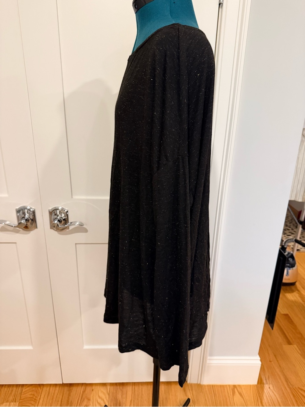 AllSaints Shimmer Black Metallic Speckle Long Sleeve Top - Picture 8 of 12